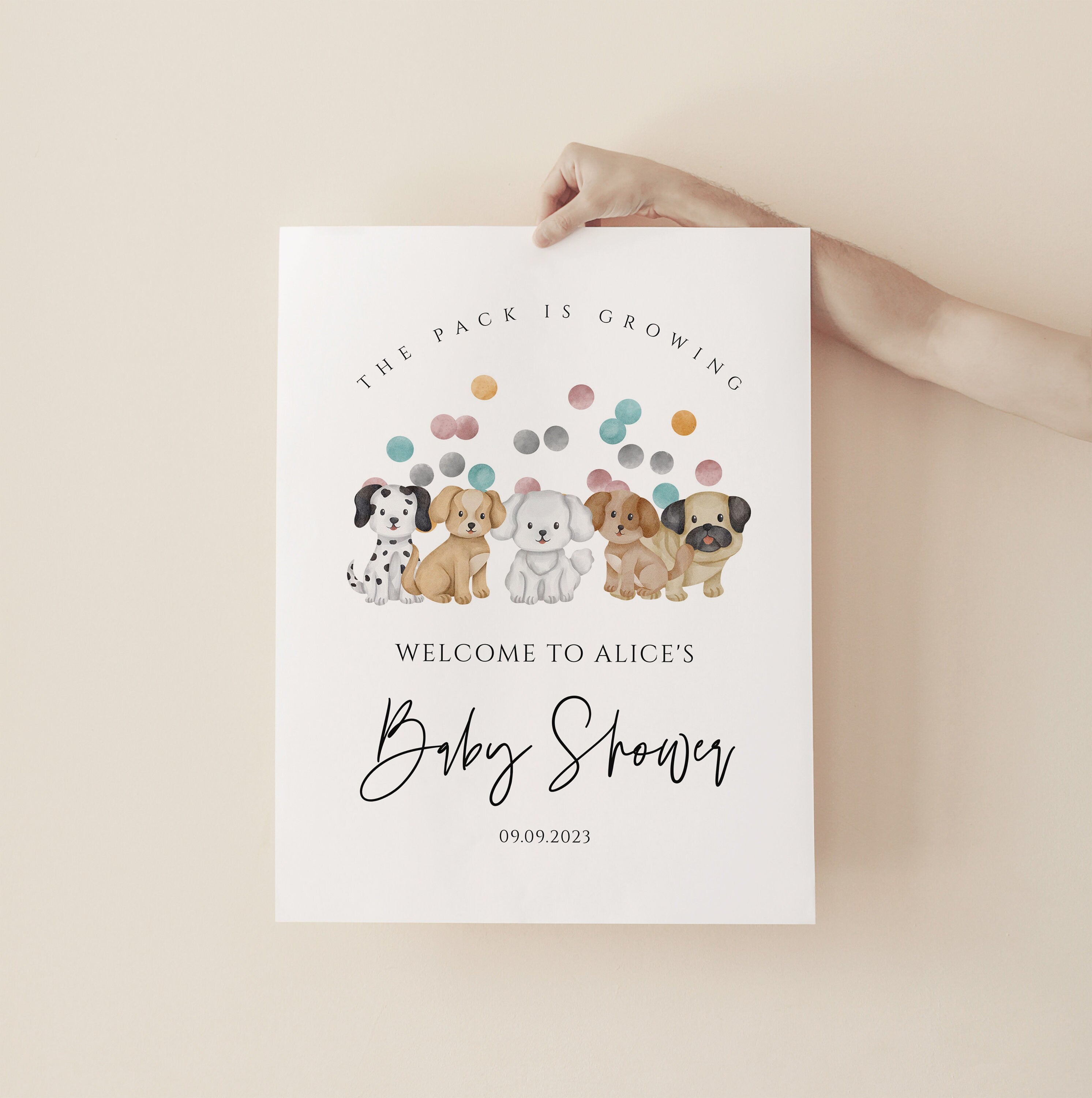 Puppy Baby Shower Welcome Sign-Baby Shower Puppies, Puppy Baby Shower Decor, Dog Theme Welcome, Gender Neutral Editable Instant Download