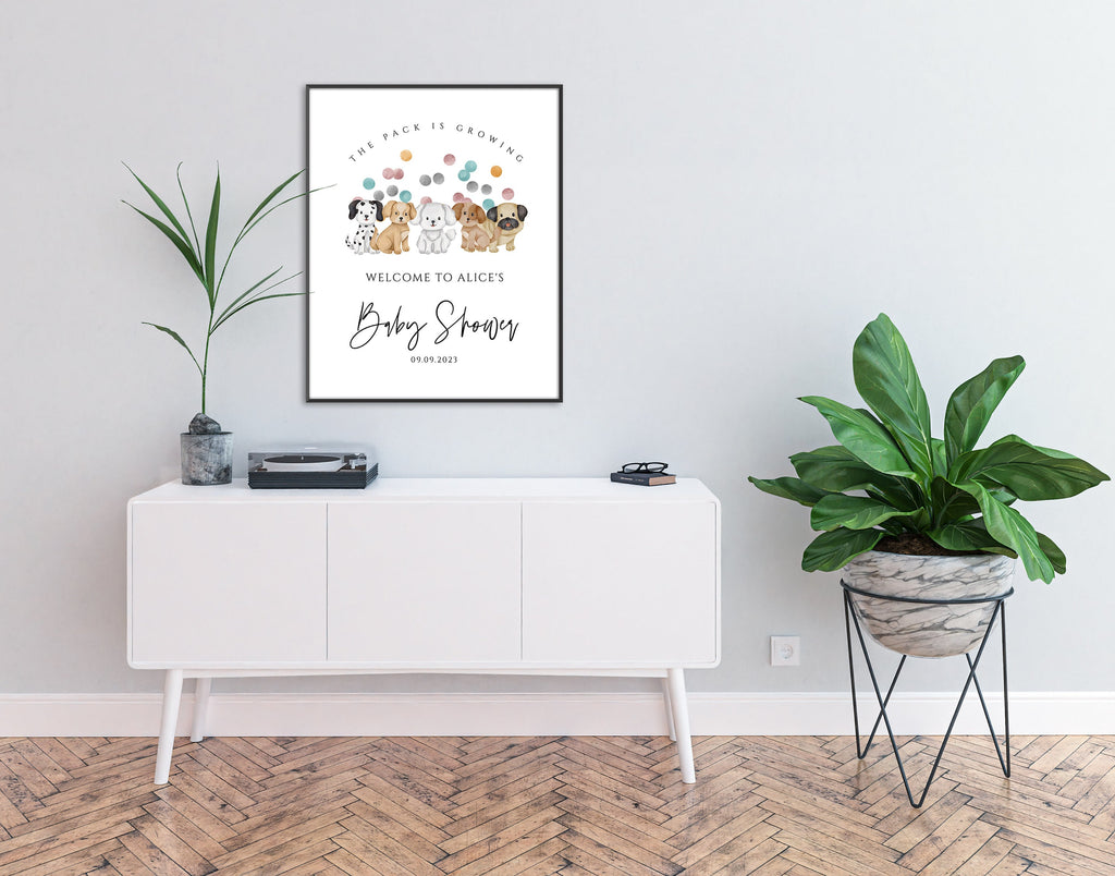 Puppy Baby Shower Welcome Sign-Baby Shower Puppies, Puppy Baby Shower Decor, Dog Theme Welcome, Gender Neutral Editable Instant Download