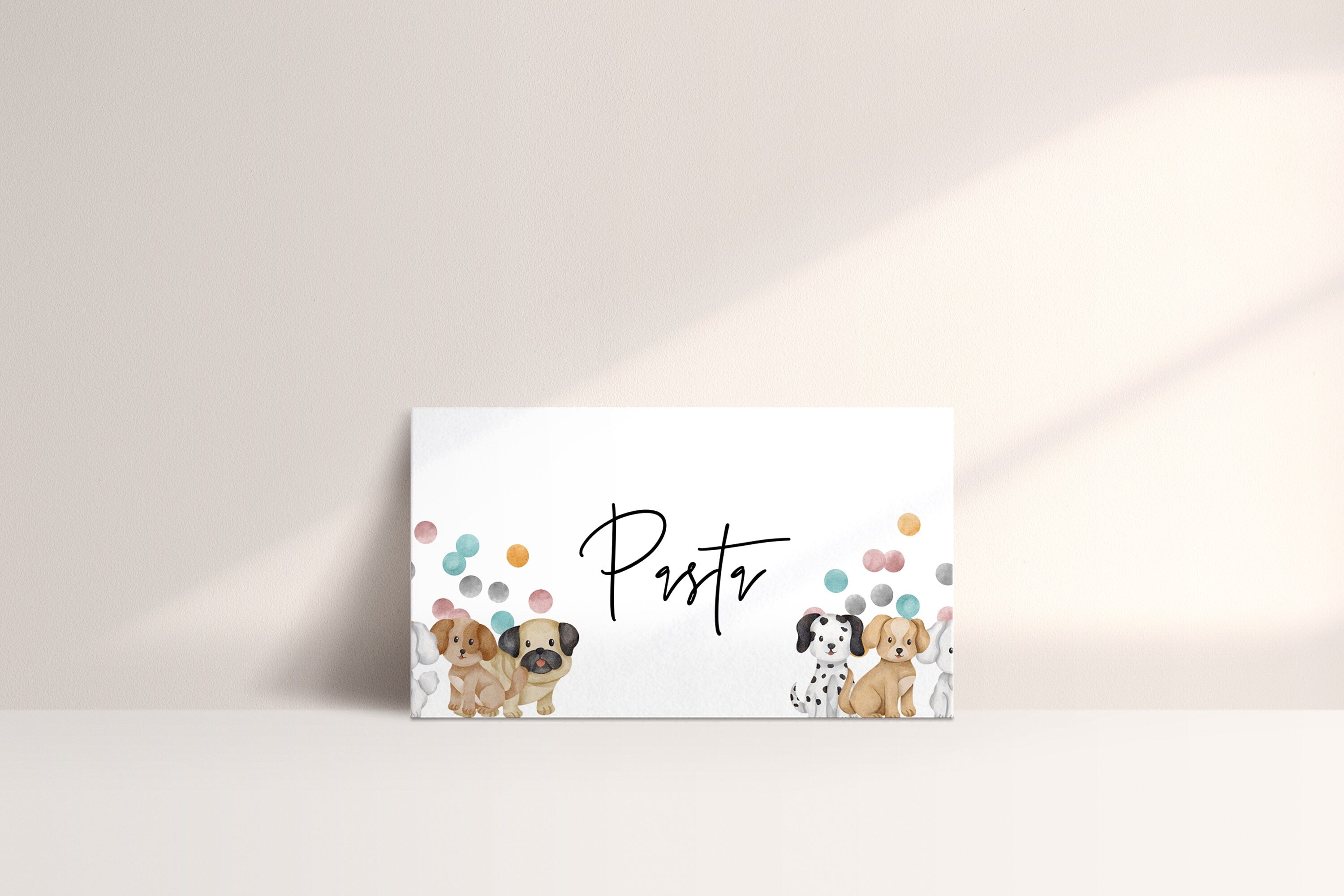 Puppy Baby Shower Place Cards -Puppy Decor, Dog Theme Baby Shower, Puppy Theme Food Tent, Puppy Baby Shower Label, Editable Instant Download
