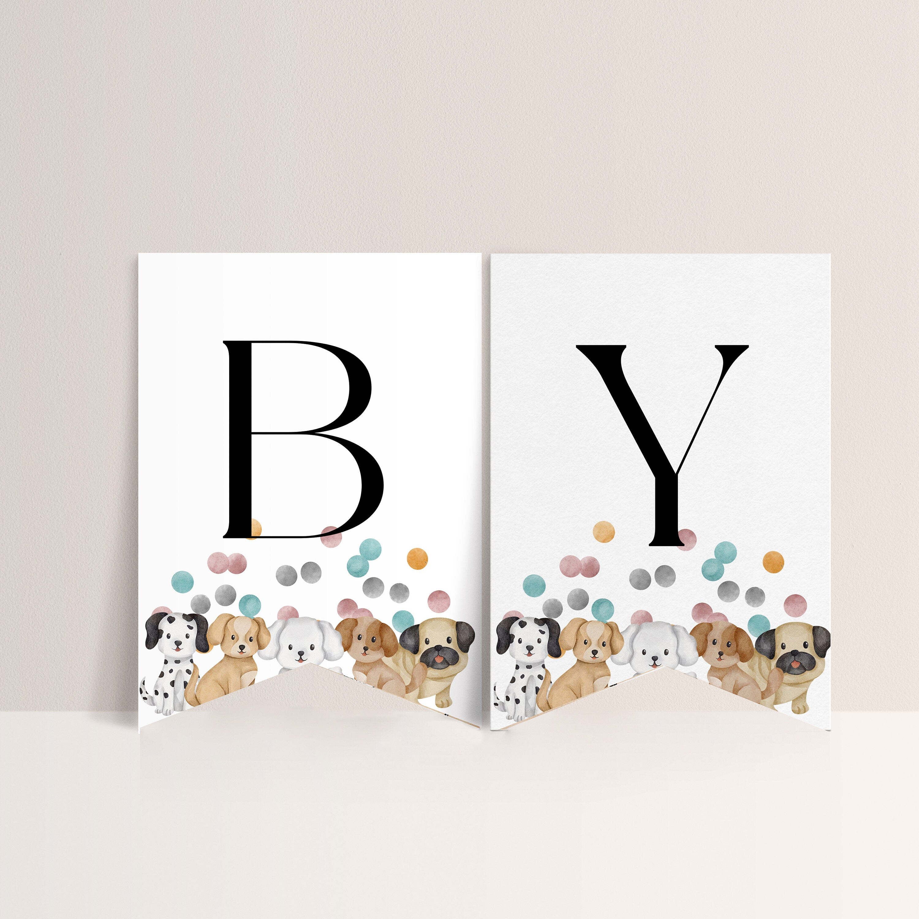 Puppy Baby Shower Flag Banner - Dog Sign, Puppy Theme, Dog Theme Baby Shower Decorations, Puppy Banner, Baby Shower Sign, Editable Download