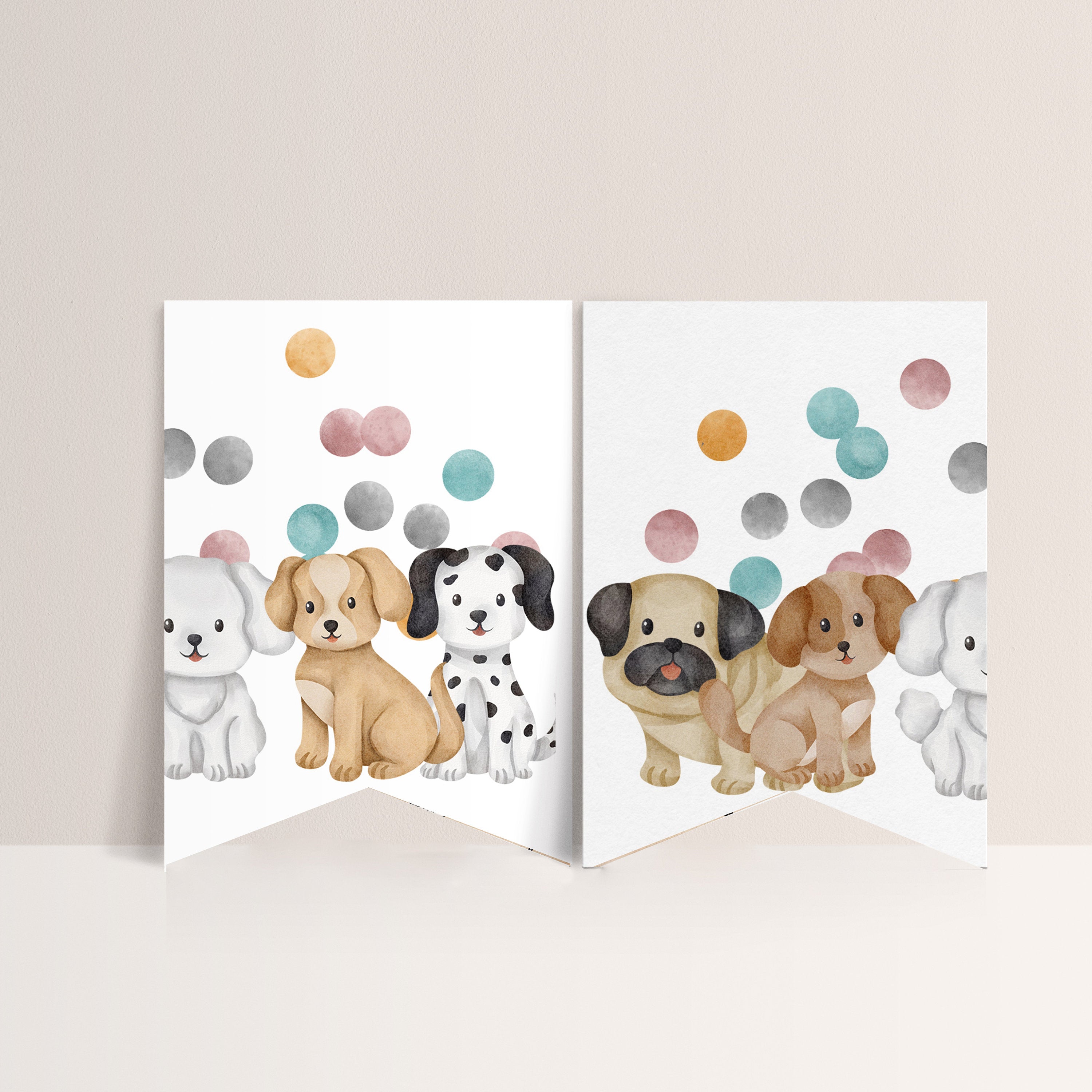 Puppy Baby Shower Flag Banner - Dog Sign, Puppy Theme, Dog Theme Baby Shower Decorations, Puppy Banner, Baby Shower Sign, Editable Download