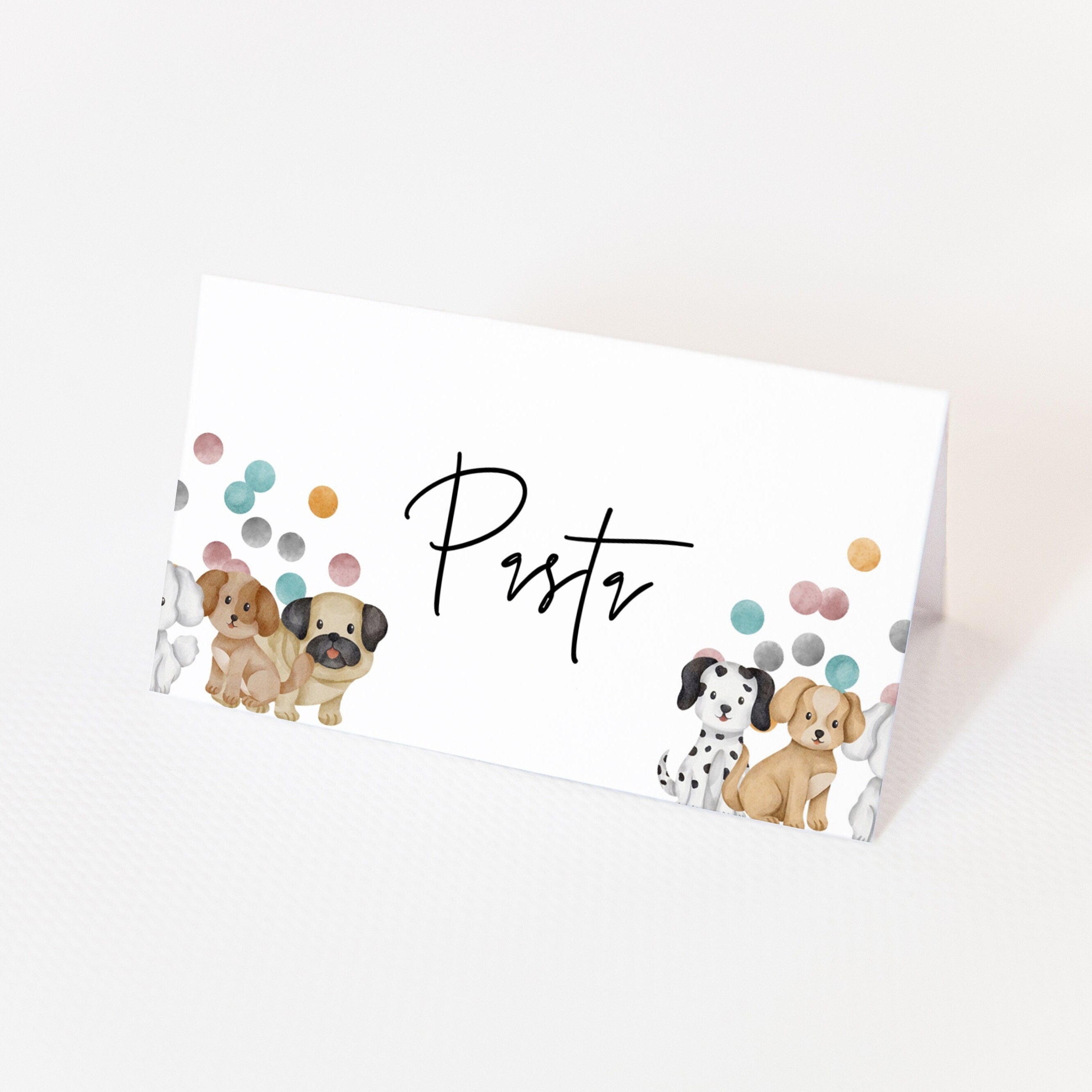 Puppy Baby Shower Place Cards -Puppy Decor, Dog Theme Baby Shower, Puppy Theme Food Tent, Puppy Baby Shower Label, Editable Instant Download