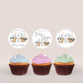 Puppy Cupcake Toppers - Puppy Baby Shower Decor, Puppy Cake Toppers, Dog Theme Cupcake Toppers, Pastels, Unisex, Editable Instant Download