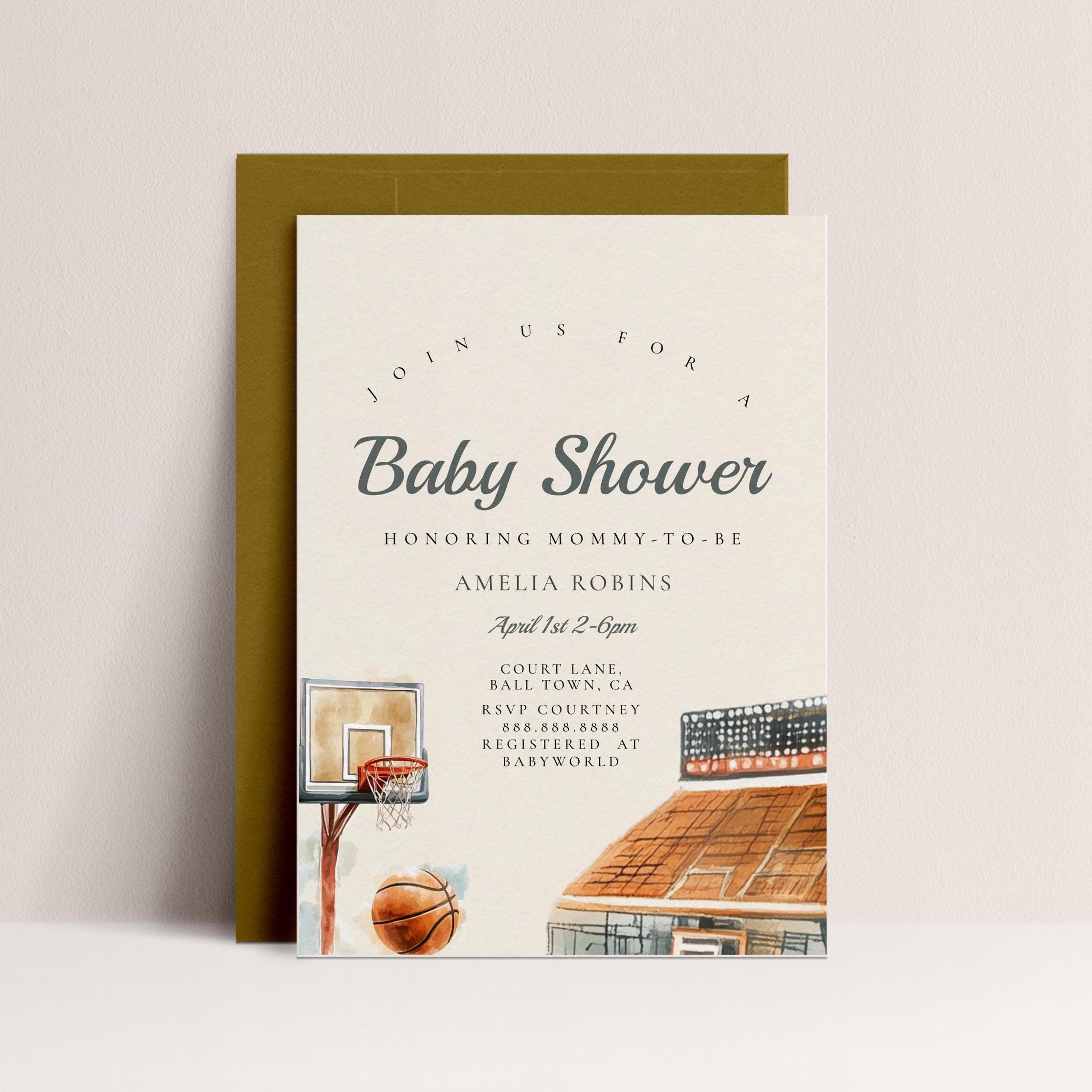 Basketball Baby Shower Invitation | Printable Sports Baby Shower InviteTemplate | Editable Digital Invite for Boy or Gender Neutral Party
