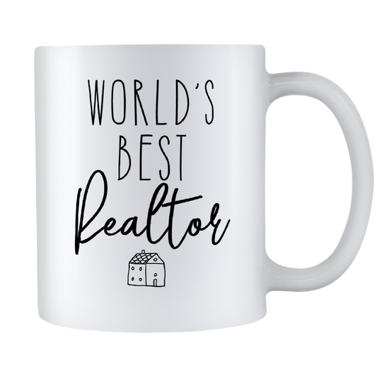 Realtor Coffee Mug - World's Best Realtor - Real Estate Agent Gift - 11oz White Ceramic Coffee Cup