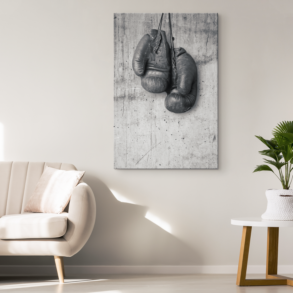 Boxing Canvas Wall Art – Black And White Boxer Gift, Gym Decor