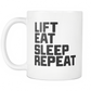 Funny Coffee Mug 'Lift Eat Sleep Repeat' For The Gym!