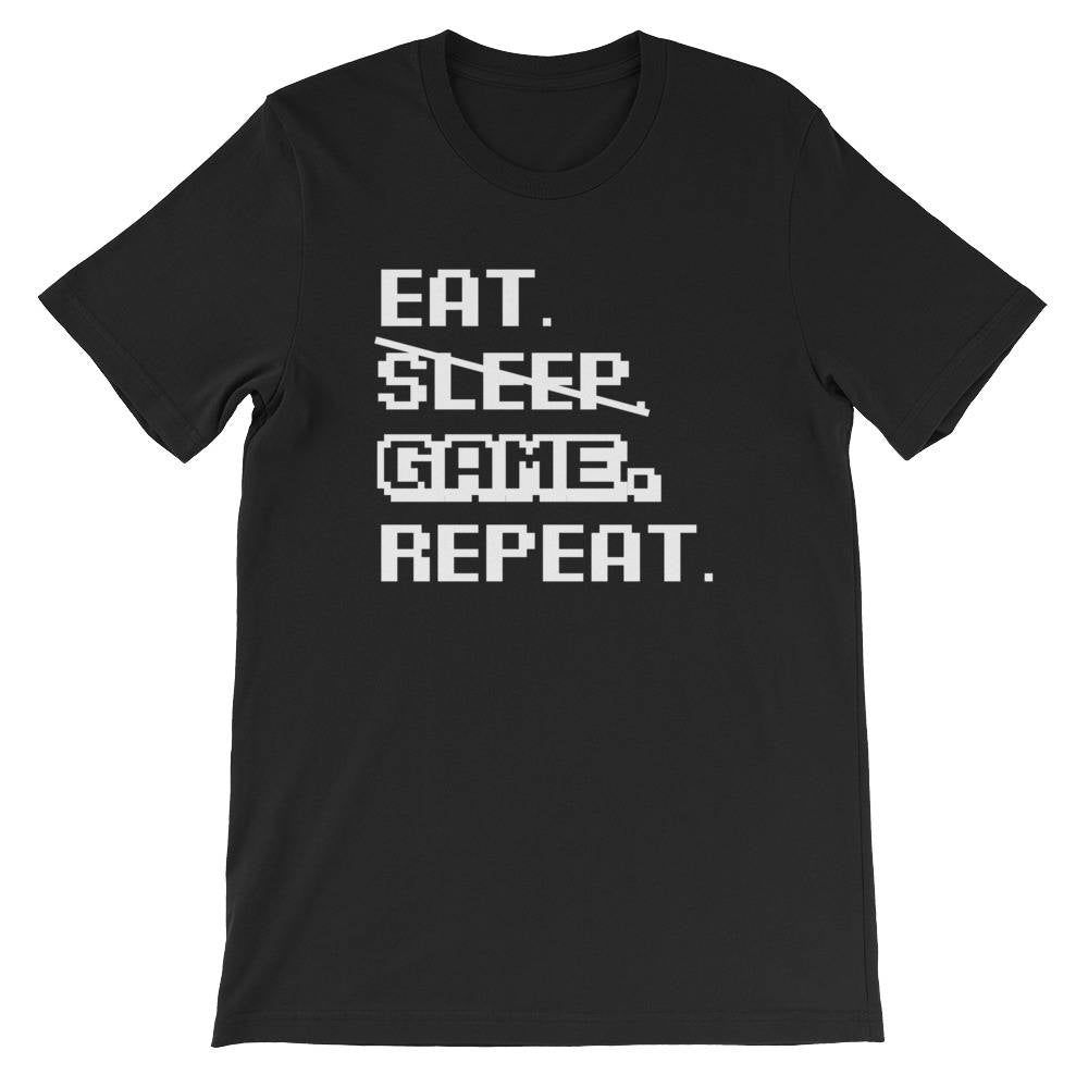 Eat Sleep Game Repeat Unisex T-Shirt videogame gift - videogame tshirt - video game nerd gift - videogame tshirts - geeky gift