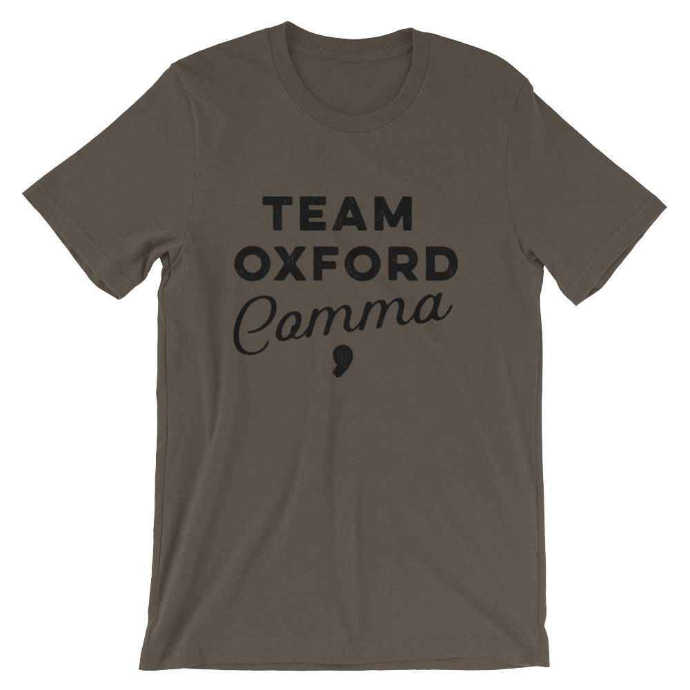 Team Oxford Comma Unisex T-Shirt - book lover t shirts - book lover gift - bookworm gift - bibliophile - Grammar Vocabulary Punctuation