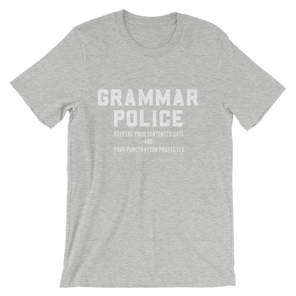 Grammar Police Unisex Shirt - Book lover t shirts - Book lover gift - Bookworm gift - Bibliophile - Grammar Vocabulary Punctuation - Stag & Peach Co