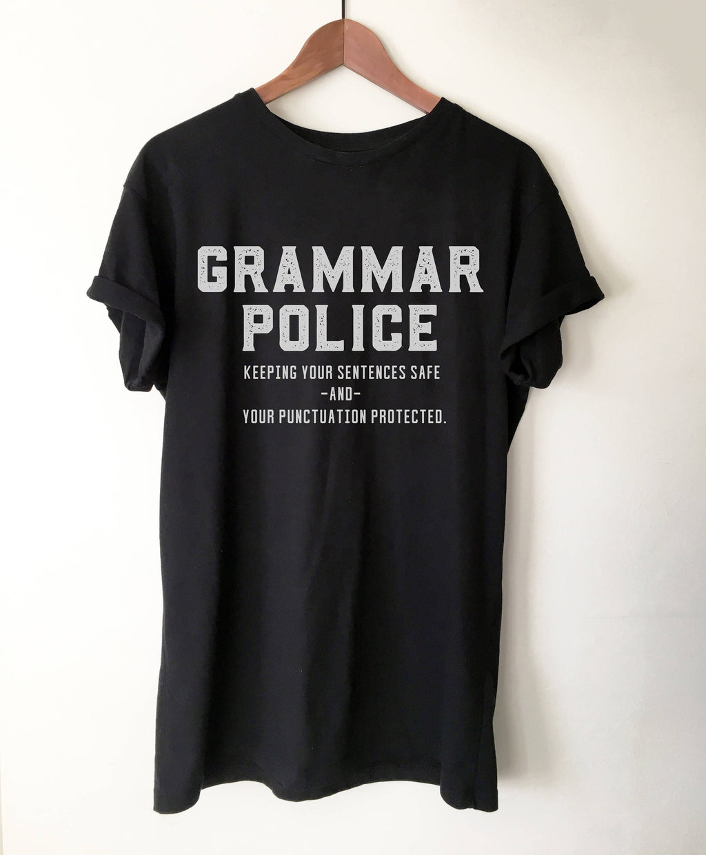 Grammar Police Unisex Shirt - Book lover t shirts - Book lover gift - Bookworm gift - Bibliophile - Grammar Vocabulary Punctuation - Stag & Peach Co
