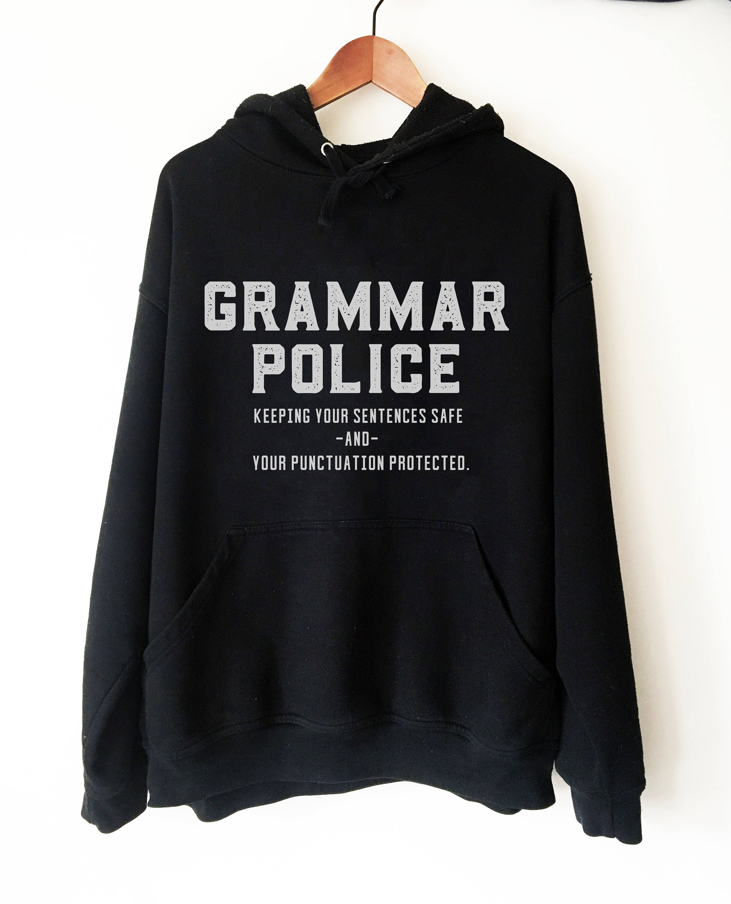 Grammar Police Hoodie - book lover - book lover gift - bookworm gift - bibliophile - Grammar Vocabulary Punctuation - Stag & Peach Co