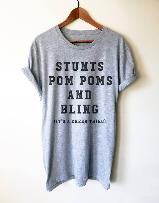 Stunts Pom Poms And Bling Unisex Shirt | Cheerleader shirt | Cheer coach shirt | Cheerleading gift | Cheer mom shirt | Cheerleading shirt