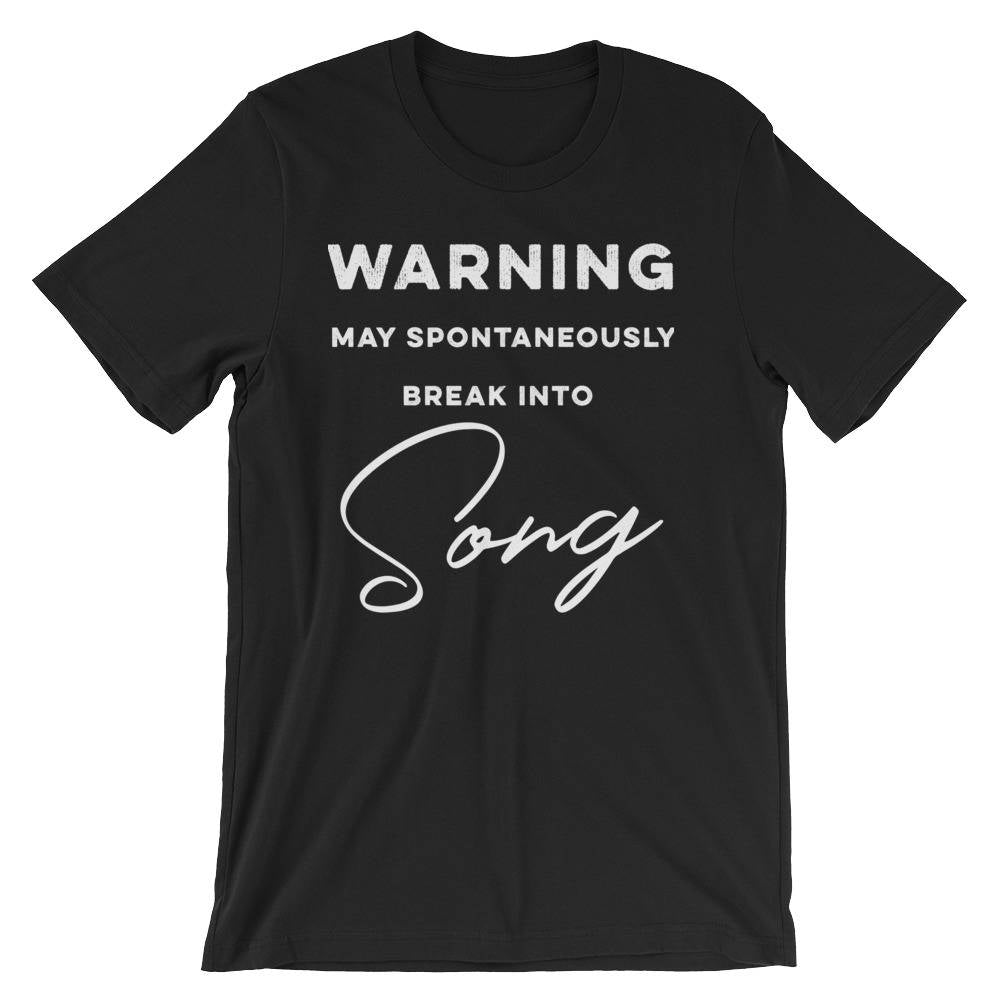 Warning May Spontaneously Break Into Song Unisex Shirt - Theatre Shirt, Theatre gift, Broadway shirt, Music lover gift, Karaoke shirt - Stag & Peach Co
