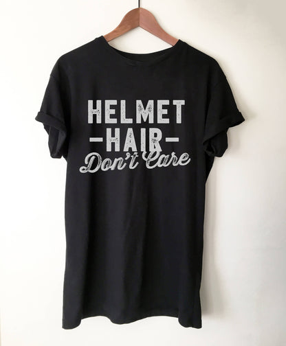 Helmet Hair Don’t Care Unisex Shirt - Motorcycle shirt, Biker chick, Horse riding shirt, Horse shirt, Equestrian shirt, Cycling shirt