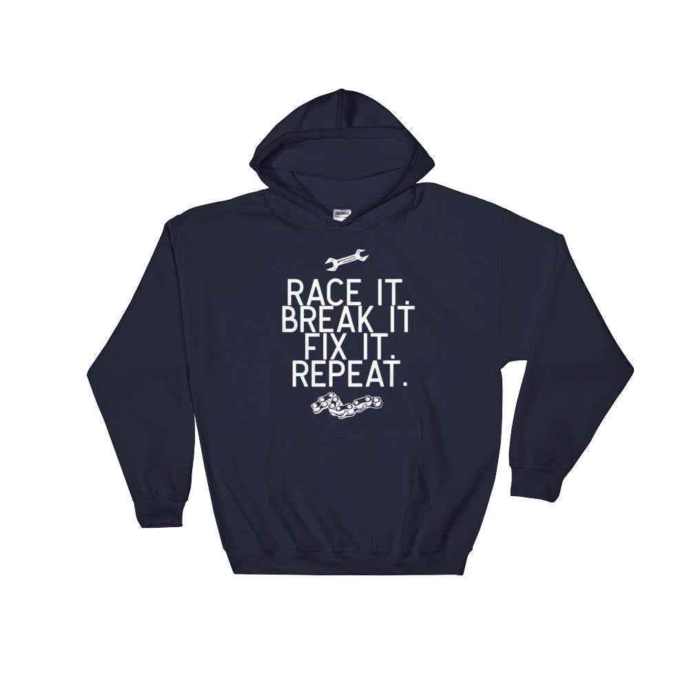 Race It Break It Fix It Repeat Hoodie - Mechanic Shirts, Racing Shirts, Racing Car Shirts, Drag Racing Shirts, Car Shirts, Mechanic Gift