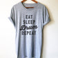 Eat Sleep Drum Repeat Unisex Shirt - Drum shirt, Drummer tee shirt, Drums tee shirt, Bassist shirt, Musician gift, Garage band tee, Drummer