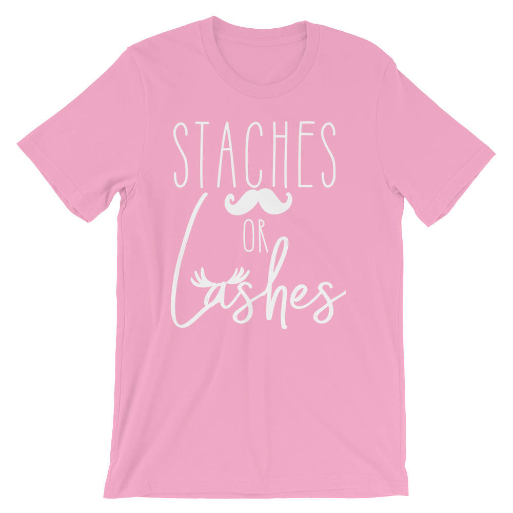 Staches Or Lashes T-Shirt - Pregnancy announcement shirt - Pregnancy reveal shirt - Cute Maternity Shirt - Gender Reveal Shirt