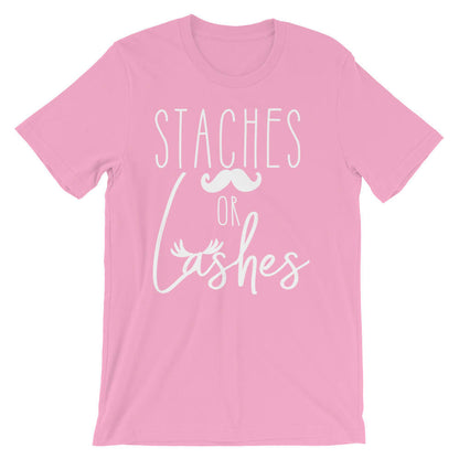 Staches Or Lashes T-Shirt - Pregnancy announcement shirt - Pregnancy reveal shirt - Cute Maternity Shirt - Gender Reveal Shirt