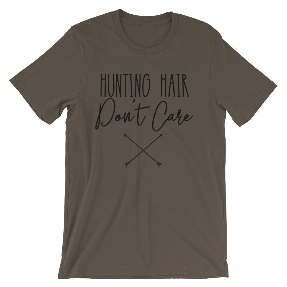 Hunting Hair Don't Care Unisex Shirt - Bow Hunter tshirt - Girls That Hunt - Hunting shirt - Girl Hunter - Deer Hunting Shirt - Stag & Peach Co