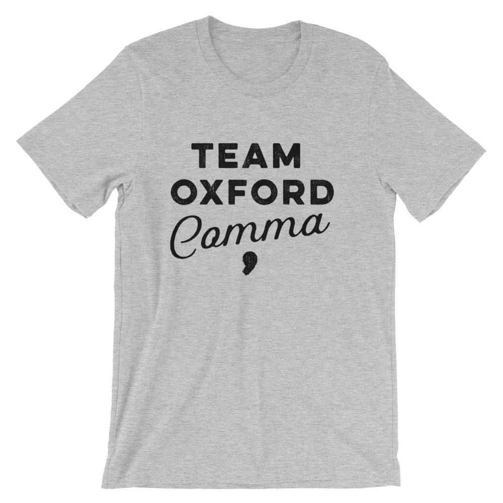 Team Oxford Comma Unisex T-Shirt - book lover t shirts - book lover gift - bookworm gift - bibliophile - Grammar Vocabulary Punctuation
