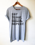 Eat Sleep Game Repeat Unisex T-Shirt videogame gift - videogame tshirt - video game nerd gift - videogame tshirts - geeky gift