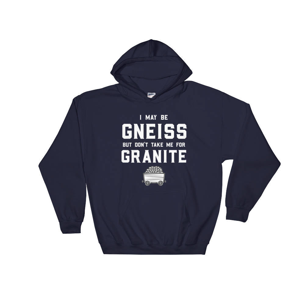 I May Be Gneiss But Don't Take Me For Granite Hooded Sweatshirt - Geology shirt, Geologist, Geologist gift, Geology Professor, Geology Puns