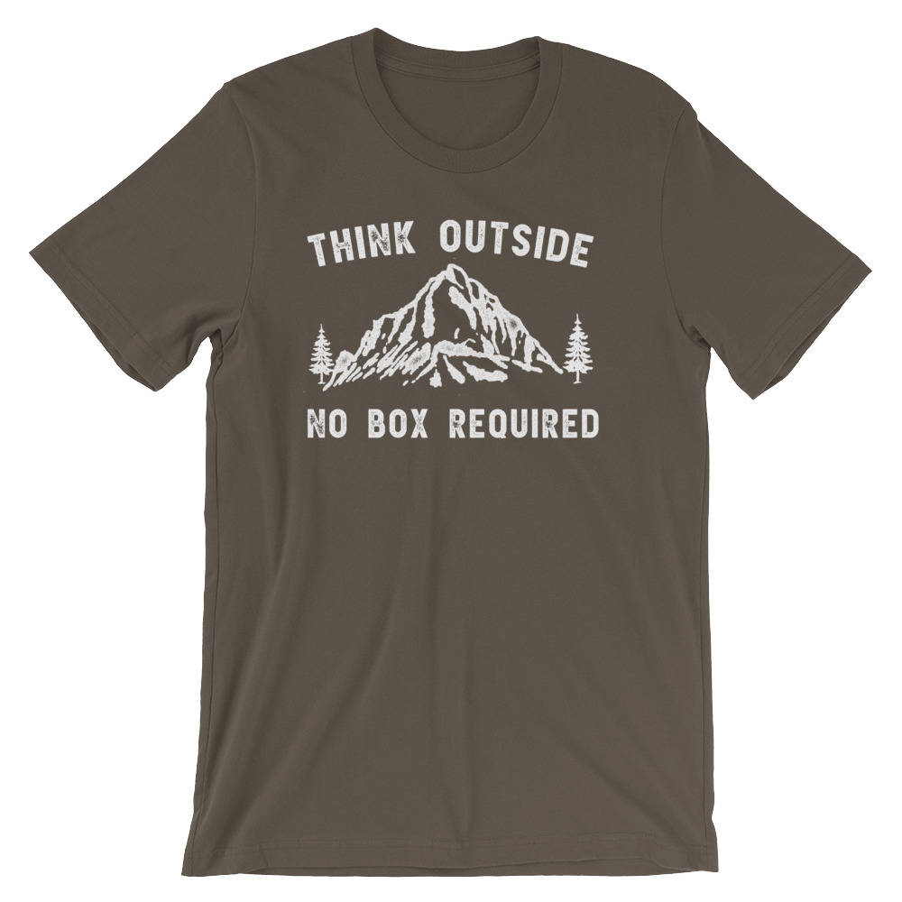 Think Outside, No Box Required Unisex Shirt - Hiking Shirts women | Camping shirt | Adventure shirt | Mountain shirt | Nature lover gift
