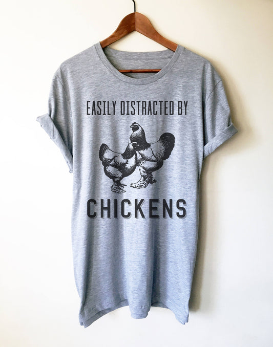 Easily Distracted By Chickens Unisex Shirt | Chicken Shirt | Funny Chicken Shirt | Farm Shirt | farming shirt | Farmer Shirt |