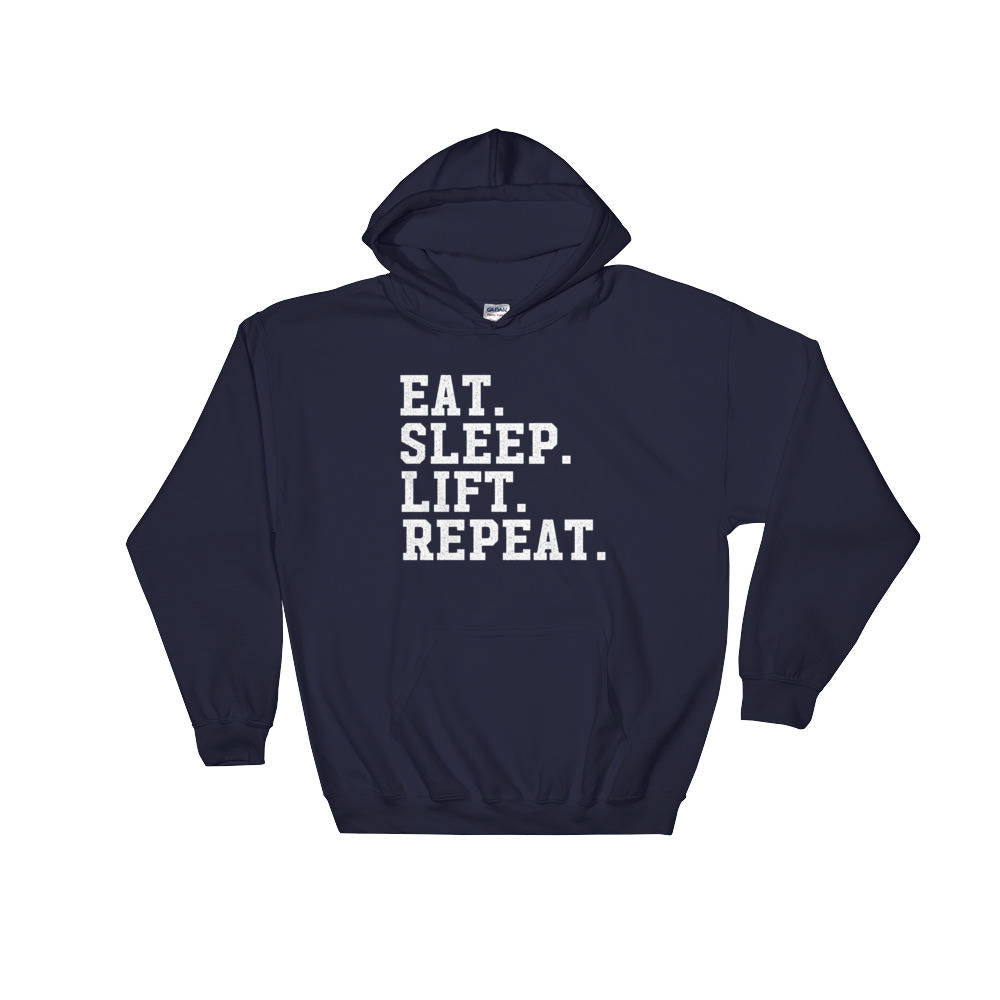 Eat Sleep Lift Repeat Hoodie - Workout shirt, Deadlift shirt, Booty day, Weightlifting shirt, Bodybuilding, Powerlifting - Stag & Peach Co