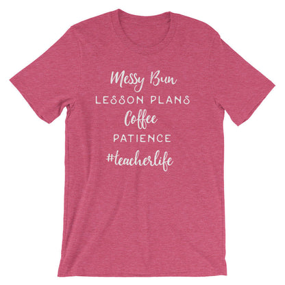 Messy Bun Lesson Plan Coffee Patience Unisex Shirt - Funny teacher shirts, Teacher life shirt, Teacher shirts, Teacher life shirt