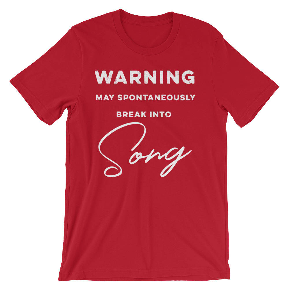 Warning May Spontaneously Break Into Song Unisex Shirt - Theatre Shirt, Theatre gift, Broadway shirt, Music lover gift, Karaoke shirt - Stag & Peach Co