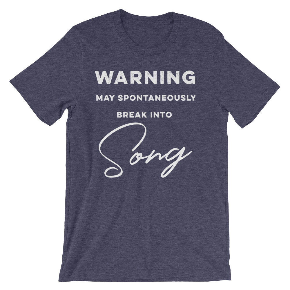 Warning May Spontaneously Break Into Song Unisex Shirt - Theatre Shirt, Theatre gift, Broadway shirt, Music lover gift, Karaoke shirt - Stag & Peach Co