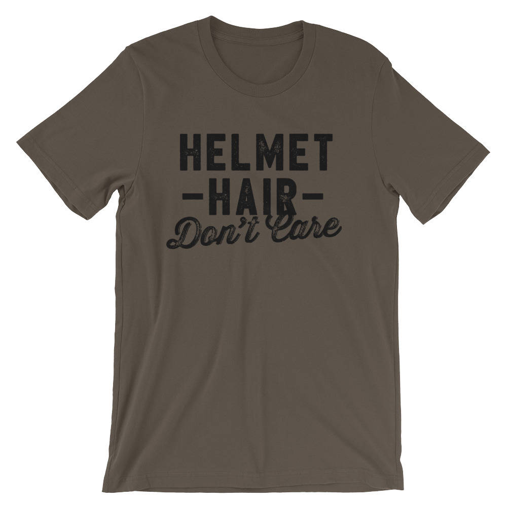 Helmet Hair Don’t Care Unisex Shirt - Motorcycle shirt, Biker chick, Horse riding shirt, Horse shirt, Equestrian shirt, Cycling shirt - Stag & Peach Co