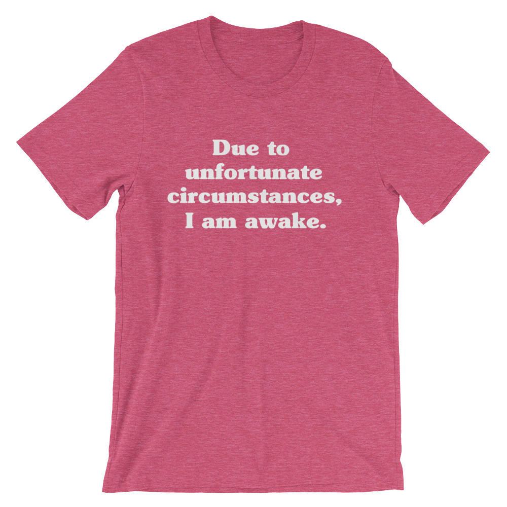 Due To Unfortunate Circumstances, I Am Awake Unisex Shirt - Nap shirt | Lazy girl shirts | Lazy day tshirt | Lazy day shirt - Stag & Peach Co