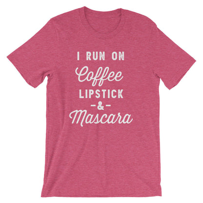 I Run On Coffee Lipstick & Mascara Unisex Shirt - Coffee Shirt, Mascara T-Shirt, Lipstick T Shirt, Makeup Artist Shirt, Lashes, Makeup Shirt