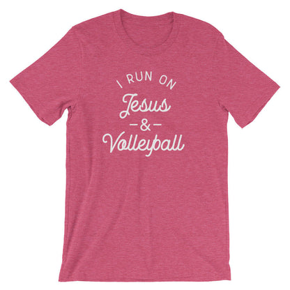 I Run On Jesus & Volleyball Unisex Shirt- Volleyball shirt, Volleyball Gift, Volleyball Player, Jesus Shirt, Christian Shirt, Easter Gift
