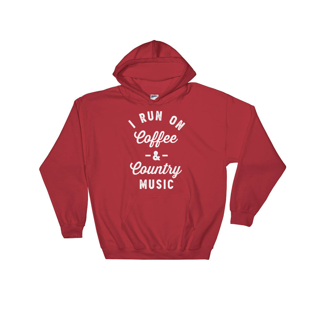 I Run On Coffee & Country Music Hoodie - Coffee Shirt, Country Music Shirt, Country Girl Shirts, Cowgirl Shirts, Southern Belle