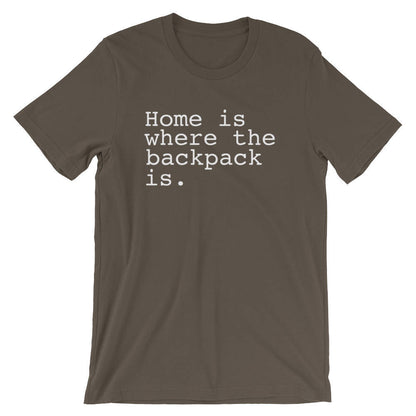 Home Is Where The Backpack Is. Unisex Shirt - Backpacking shirt | Adventure shirt | Travel shirt | World traveler shirt | Wanderlust shirt