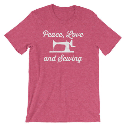 Peace, Love and Sewing Unisex Shirt - Sewing shirt | Quilting shirt | Seamstress shirt | Sewing machine shirt | Sewing gift | Crafting shirt