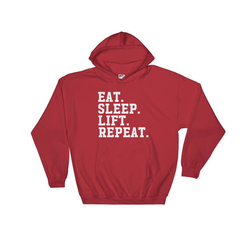 Eat Sleep Lift Repeat Hoodie - Workout shirt, Deadlift shirt, Booty day, Weightlifting shirt, Bodybuilding, Powerlifting - Stag & Peach Co