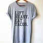 Lift Heavy Eat Tacos Unisex Shirt -  Taco shirt, Funny taco shirt, Fitness taco shirt, Taco shirts, Workout shirt, Gym Shirt