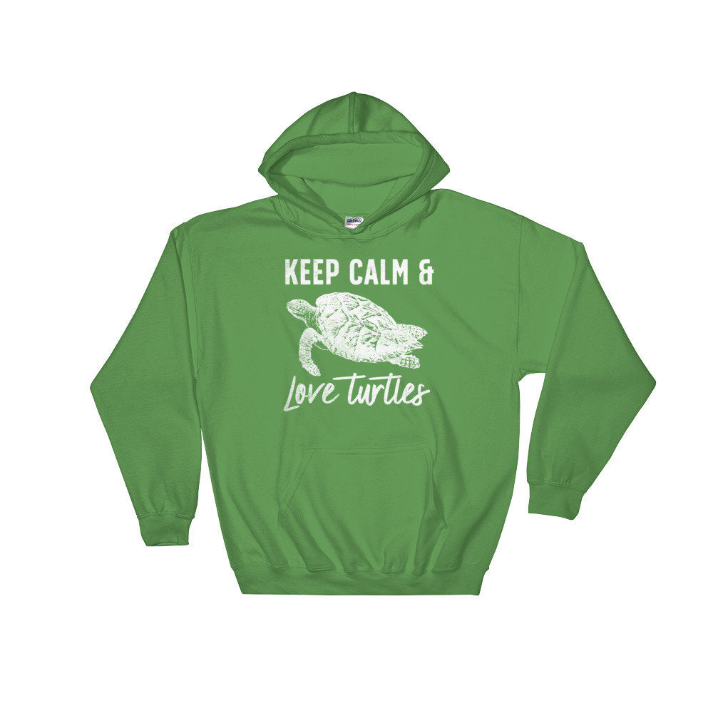Keep Calm & Love Turtles Hoodie - Turtle Shirt, Sea Turtle, Sea Turtle Gifts, Turtle Lover, Marine Biologist Gift, Activist Shirt, Marine - Stag & Peach Co