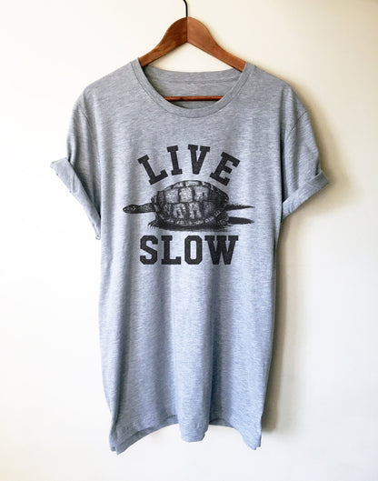 Live Slow Unisex Shirt - Turtle Shirt, Sea Turtle, Sea Turtle Gifts, Turtle Lover, Marine Biologist Gift, Nap Shirt, Lazy Shirt