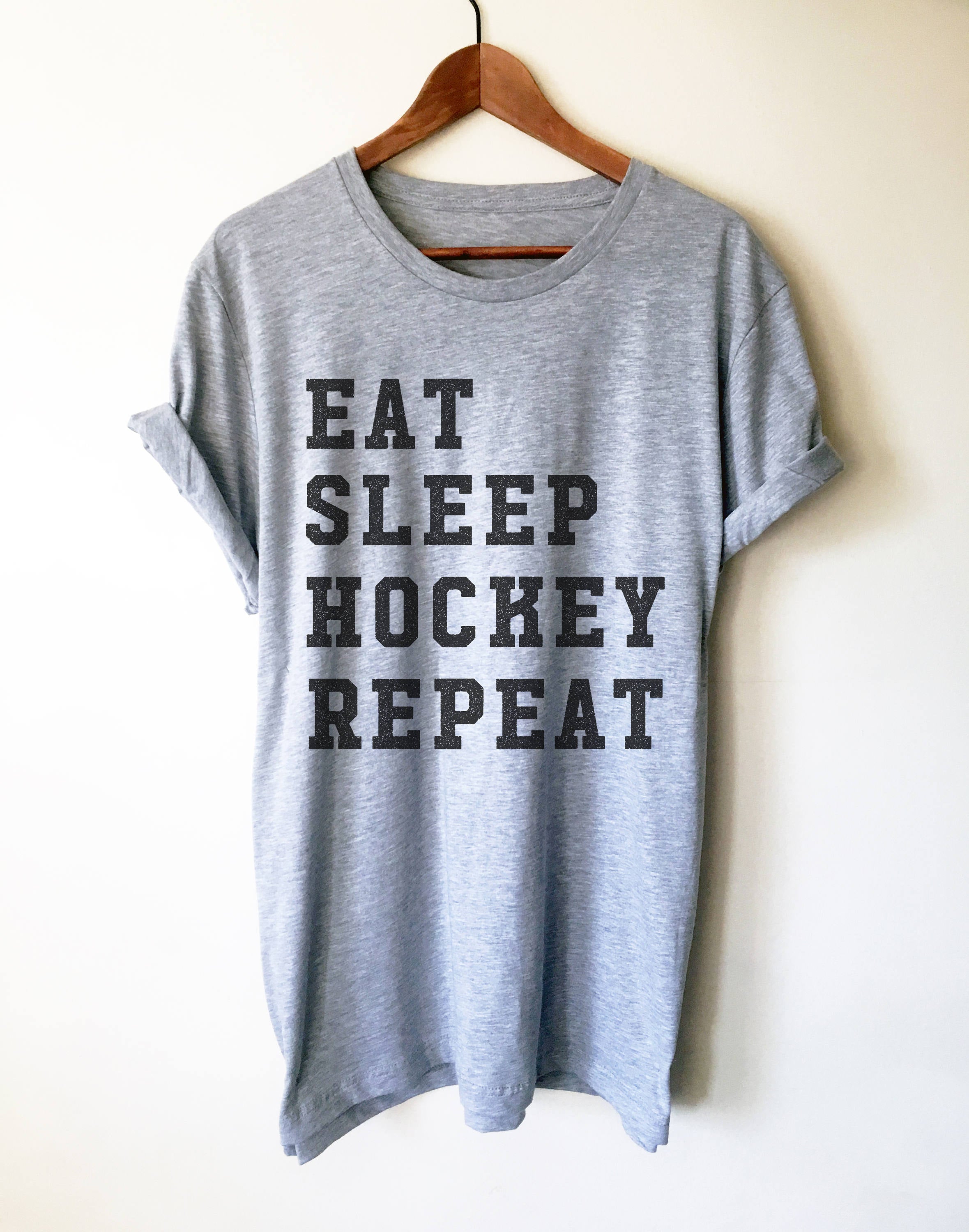 Eat Sleep Hockey Repeat Unisex Shirt - Hockey shirt | Hockey mom | Hockey gifts | Field hockey | Hockey coach gifts - Stag & Peach Co