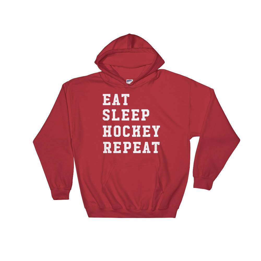 Eat Sleep Hockey Repeat Hoodie - Hockey shirt | Hockey mom | Hockey gifts | Field hockey | Hockey coach gifts