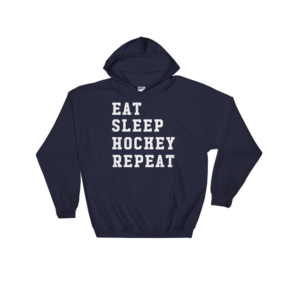 Eat Sleep Hockey Repeat Hoodie - Hockey shirt | Hockey mom | Hockey gifts | Field hockey | Hockey coach gifts