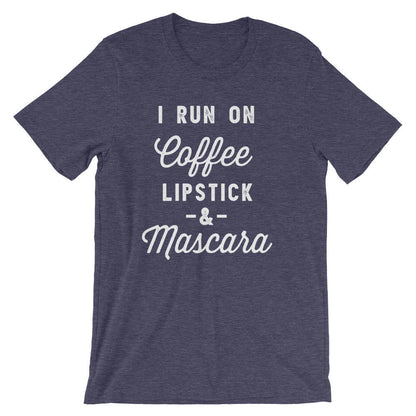 I Run On Coffee Lipstick & Mascara Unisex Shirt - Coffee Shirt, Mascara T-Shirt, Lipstick T Shirt, Makeup Artist Shirt, Lashes, Makeup Shirt