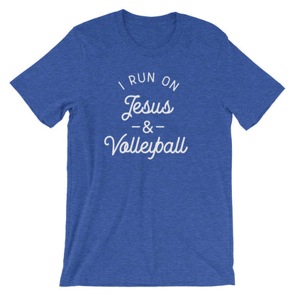 I Run On Jesus & Volleyball Unisex Shirt- Volleyball shirt, Volleyball Gift, Volleyball Player, Jesus Shirt, Christian Shirt, Easter Gift