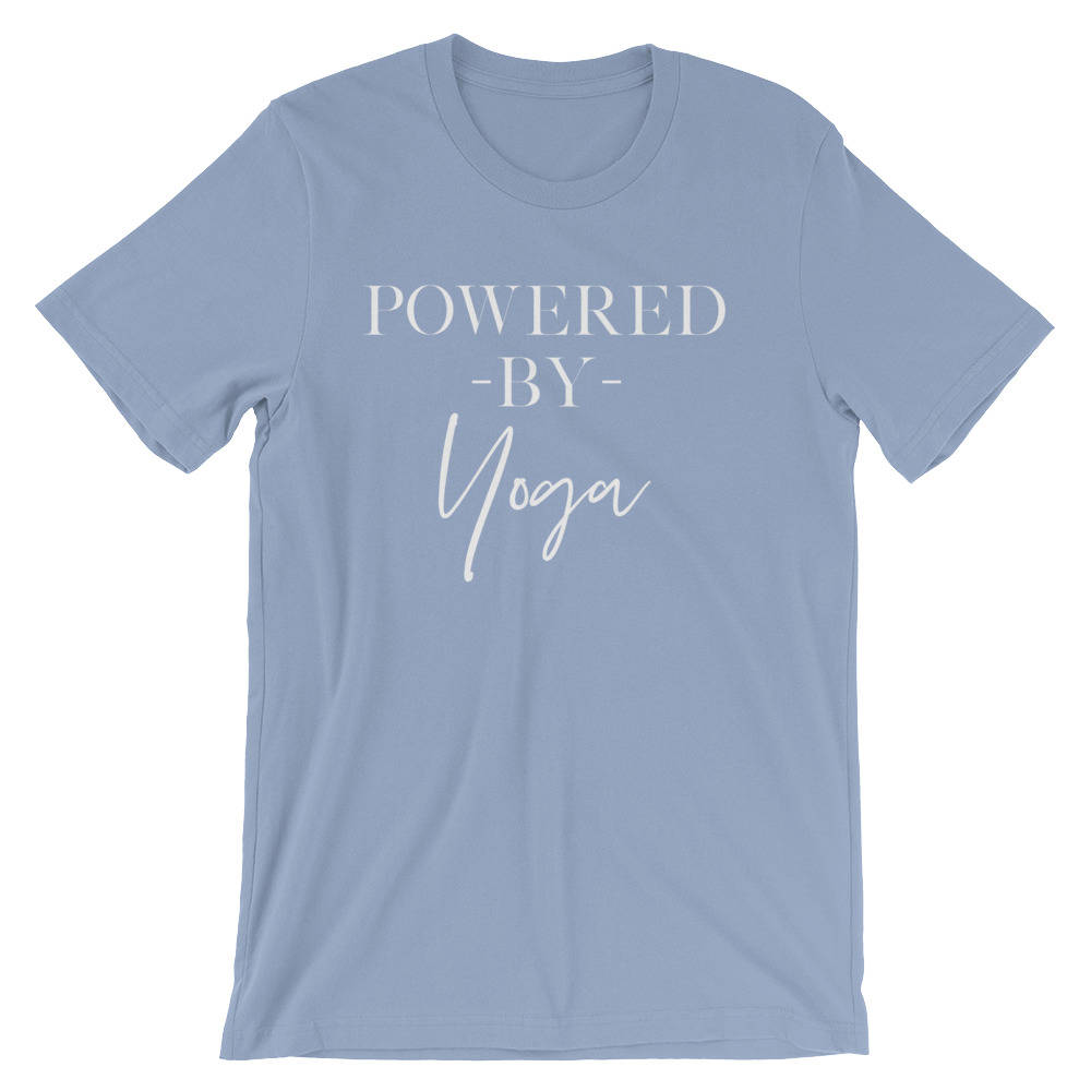 Powered By Yoga Unisex Shirt - Yoga Shirt, Zen Yoga Clothing, Yoga Workout Clothes, Yoga Wear, Yoga Clothes, Yoga T Shirts Funny - Stag & Peach Co